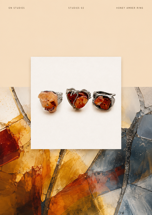 Honey Amber Ring color study with amber and gold-tone details