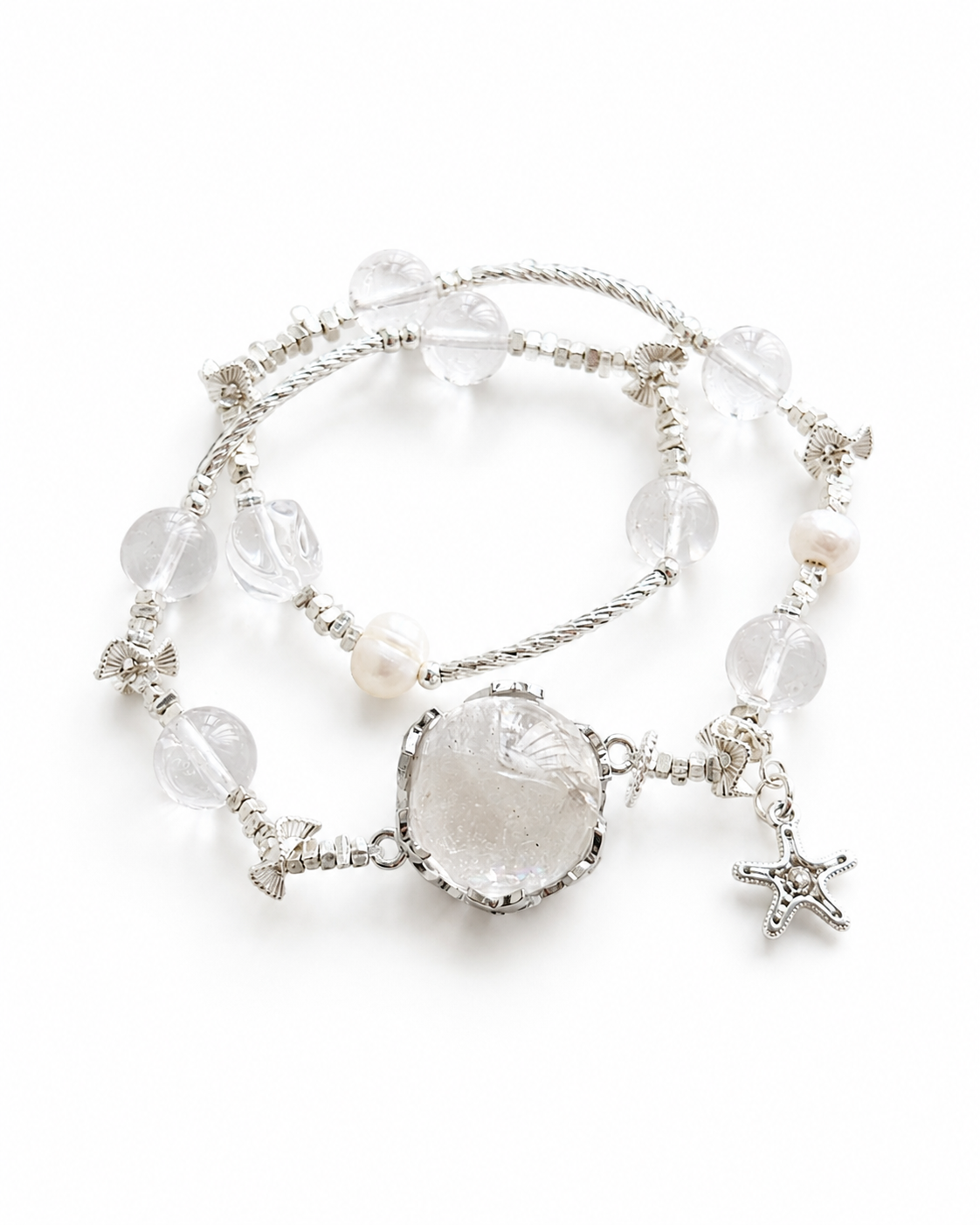 Snow Quartz Bracelet on white background