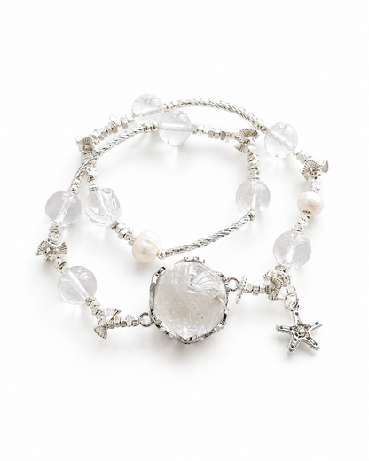 Snow Quartz Bracelet on white background
