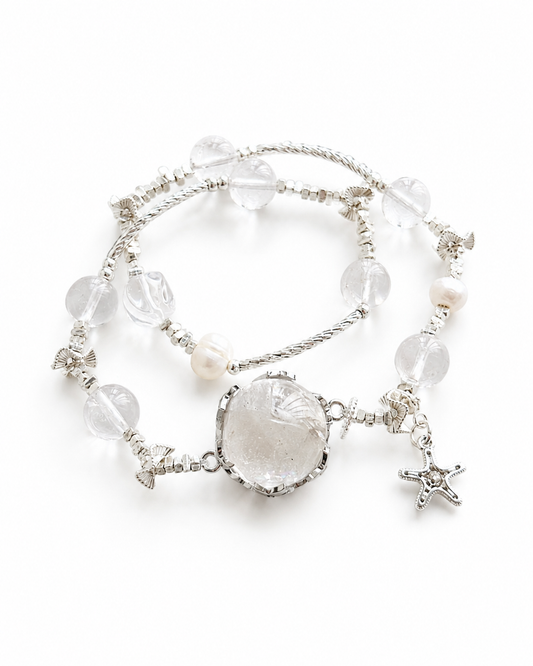 Snow Quartz Bracelet on white background