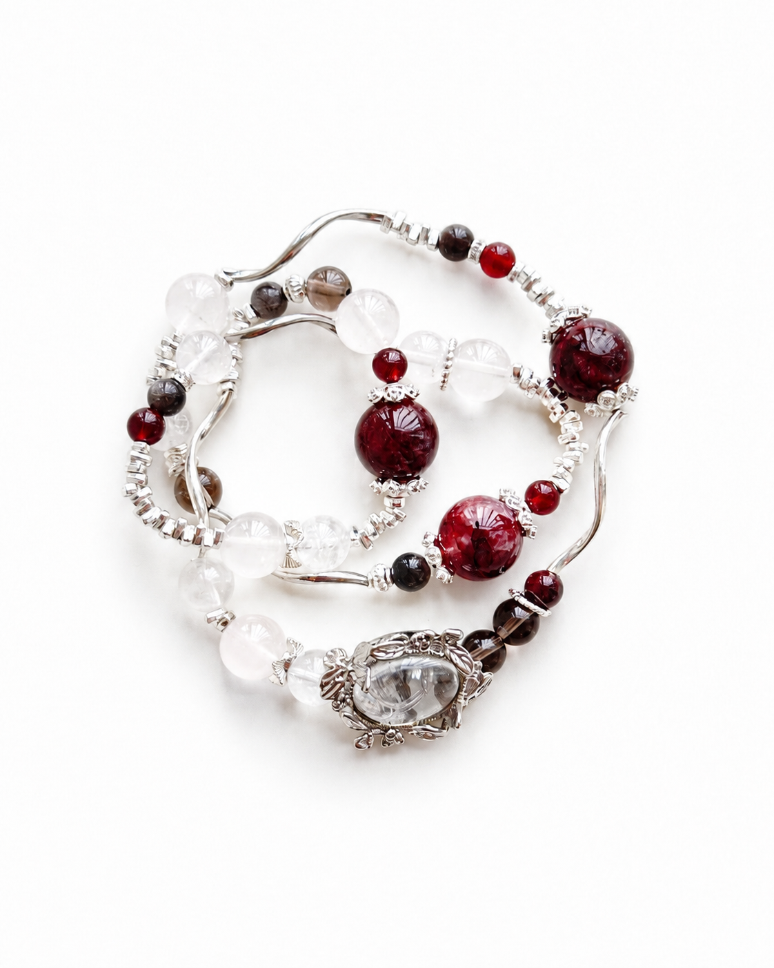 Garnet Mix Charm Bracelet on white background