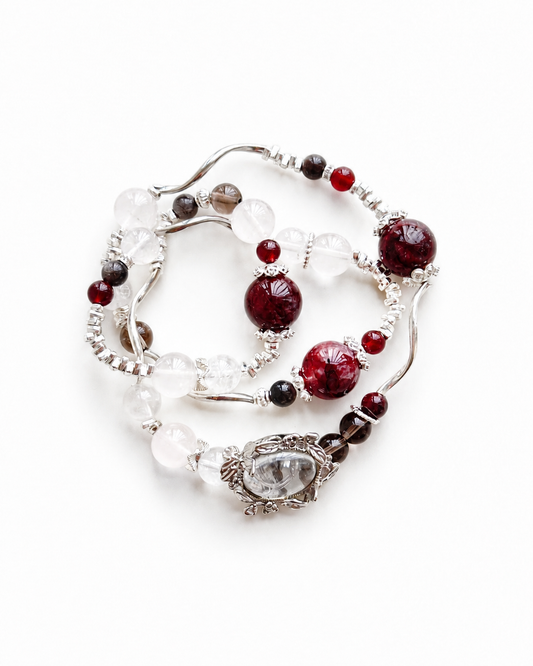 Garnet Mix Charm Bracelet on white background