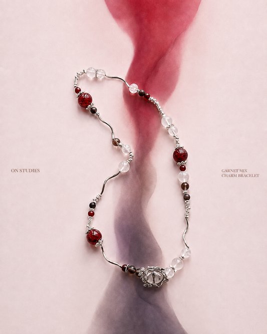 Garnet Mix Charm Bracelet color study with garnet and mixed natural stones