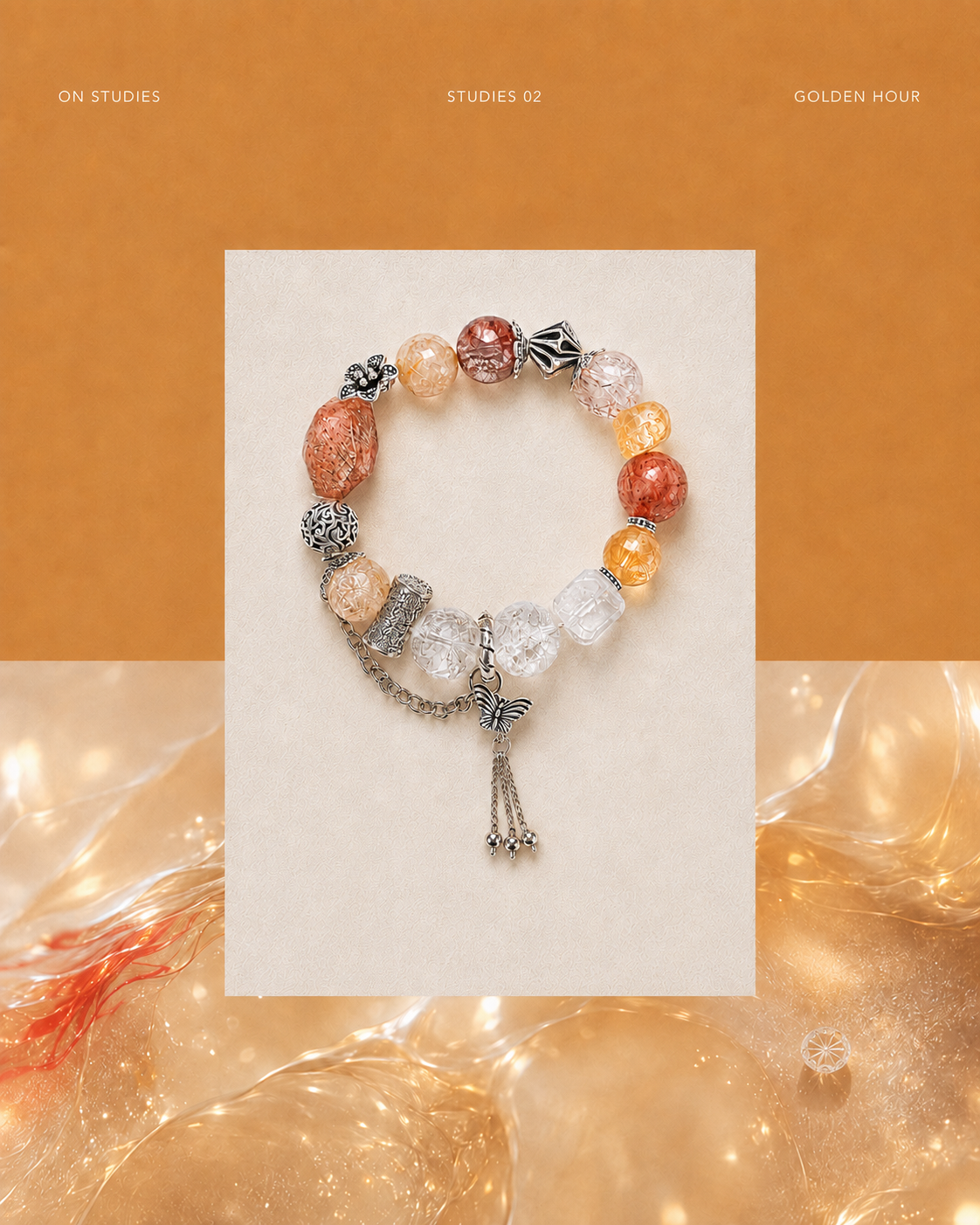 Golden Hour Tassel Bracelet color study with warm-toned natural stones