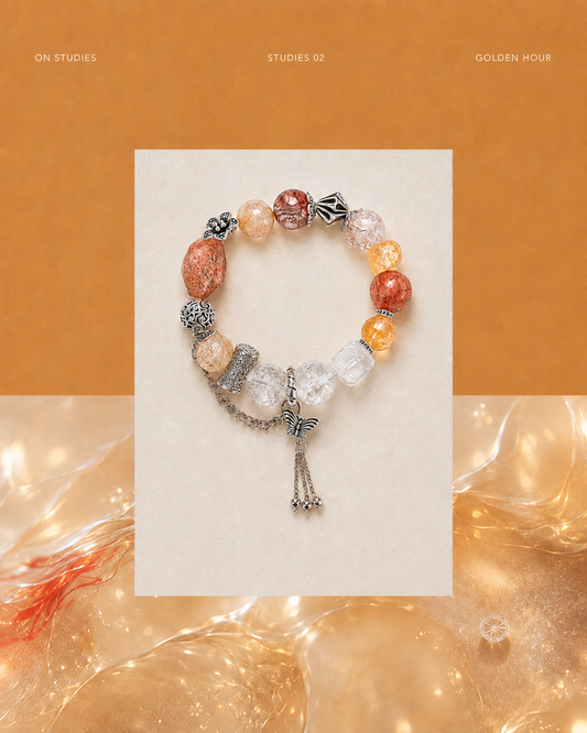 Golden Hour Tassel Bracelet color study with warm-toned natural stones