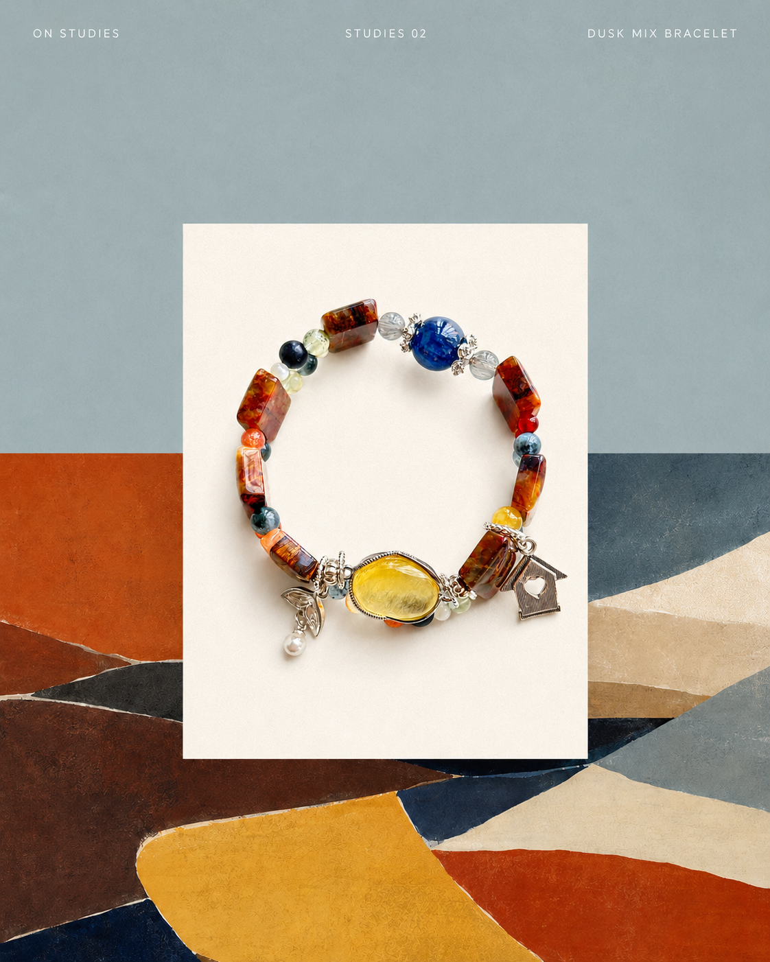 Dusk Mix Bracelet color study with blue, green and warm-toned natural stones