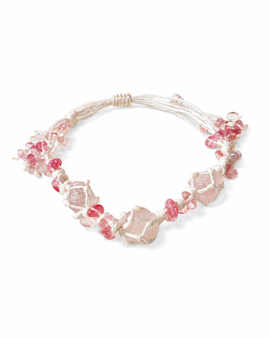 Petal Rose Quartz Bracelet on white background