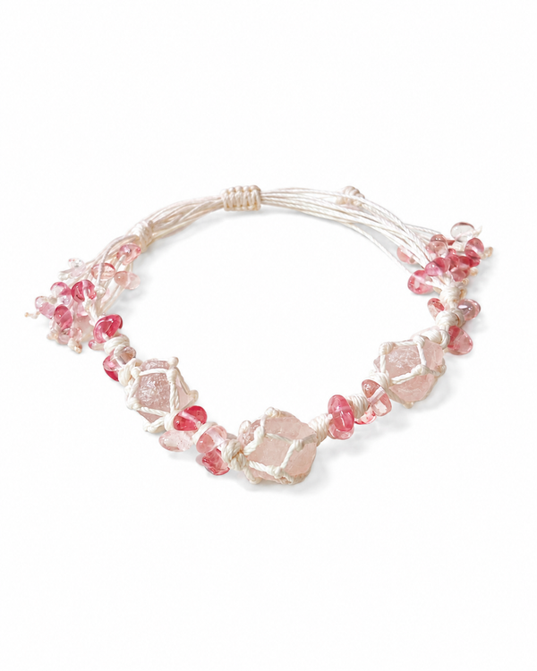 Petal Rose Quartz Bracelet on white background