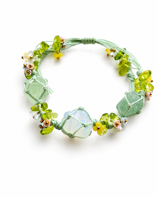 Meadow Fluorite Bracelet on white background